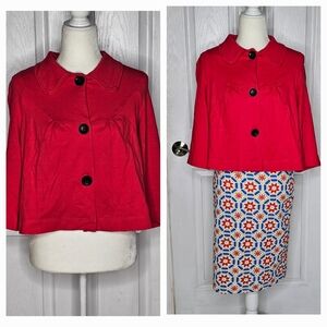 Notations Jacket Cape Top Red Small